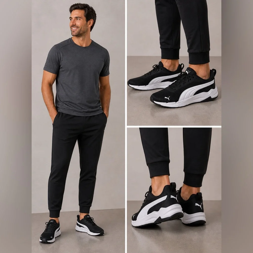 Puma Men's Black and White Running Sneakers
